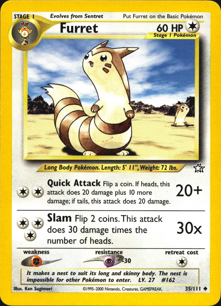 Furret 35/111 Uncommon Neo Genesis Pokemon Near Mint