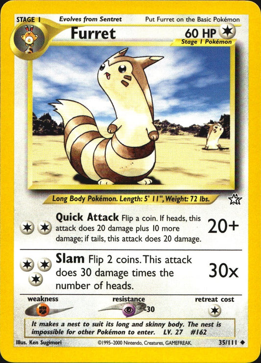Furret 35/111 Uncommon Neo Genesis Pokemon Near Mint