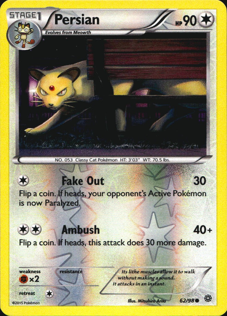 Persian 62/98 Common Ancient Origins Pokemon Reverse Holo Near Mint