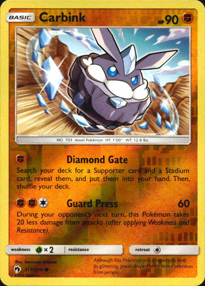 Carbink 117/214 Common Lost Thunder Pokemon Reverse Holo Near Mint