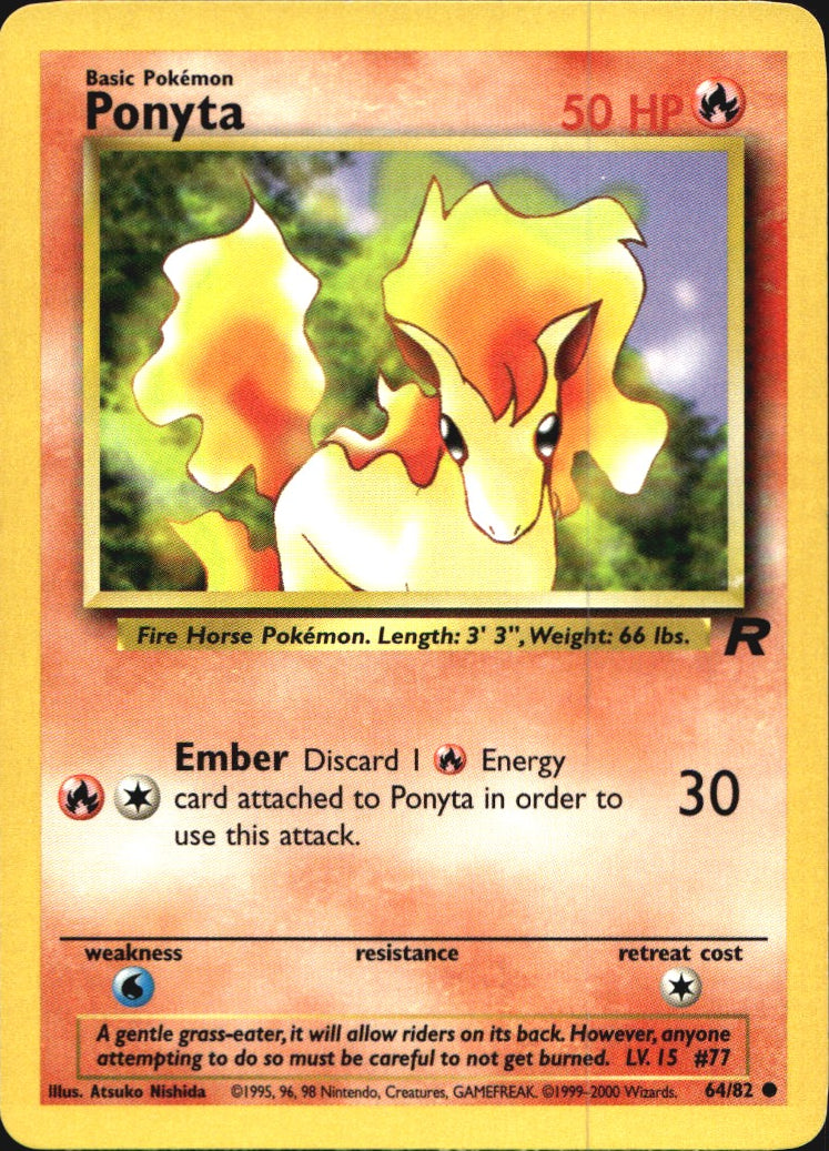 Ponyta 64/82 Common Team Rocket Pokemon Near Mint