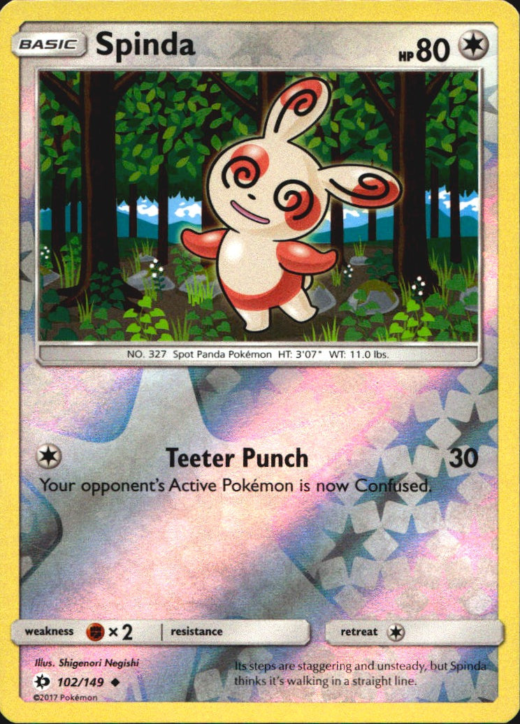 Spinda 102/149 Uncommon Sun & Moon Pokemon Reverse Holo Near Mint