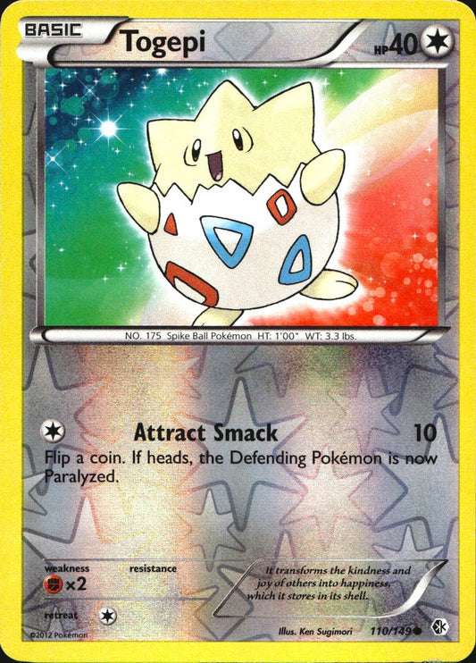 Togepi 110/149 Common Boundaries Crossed Pokemon Reverse Holo Near Mint