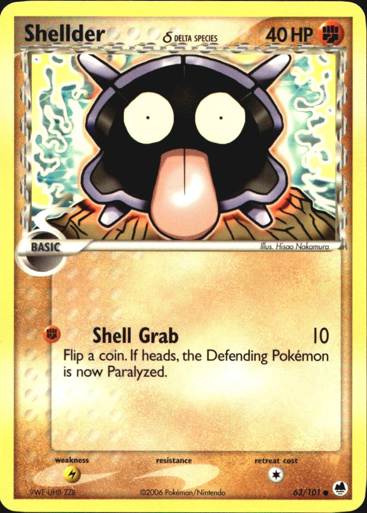 Shellder 63/101 Common Dragon Frontiers Pokemon Near Mint