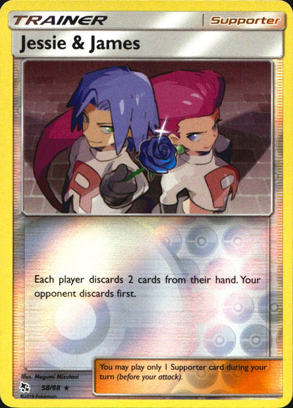 Jessie & James 58/68 Holo Rare Hidden Fates Pokemon Near Mint
