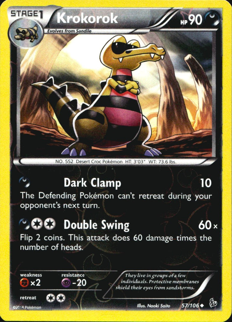 Krokorok 57/106 Uncommon Flashfire Pokemon Reverse Holo Near Mint