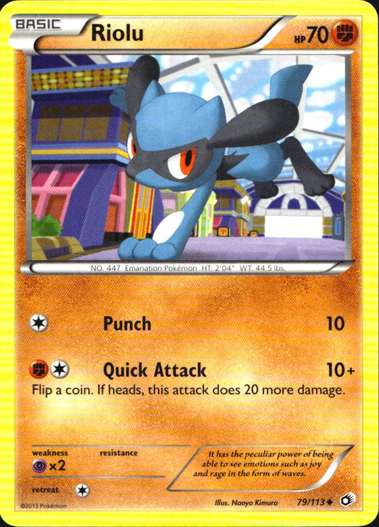 Riolu 79/113 Uncommon Legendary Treasures Pokemon Near Mint
