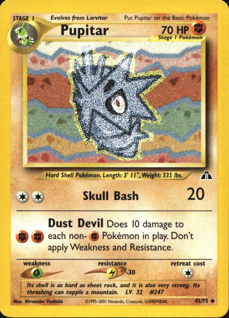 Pupitar 45/75 Uncommon Neo Discovery Pokemon Near Mint