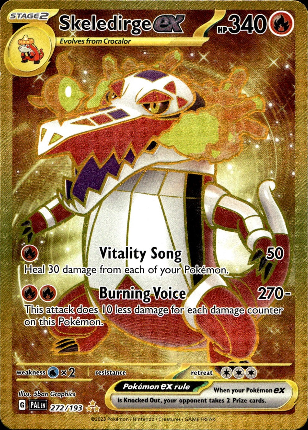 Skeledirge ex 272/193 Hyper Rare Paldea Evolved Pokemon Near Mint