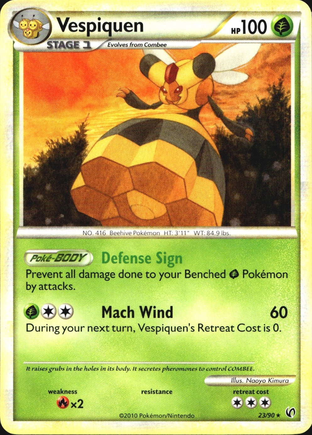 Vespiquen 23/90 Rare HGSS Undaunted Pokemon Near Mint