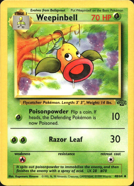 Weepinbell 48/64 Uncommon Jungle Pokemon Near Mint