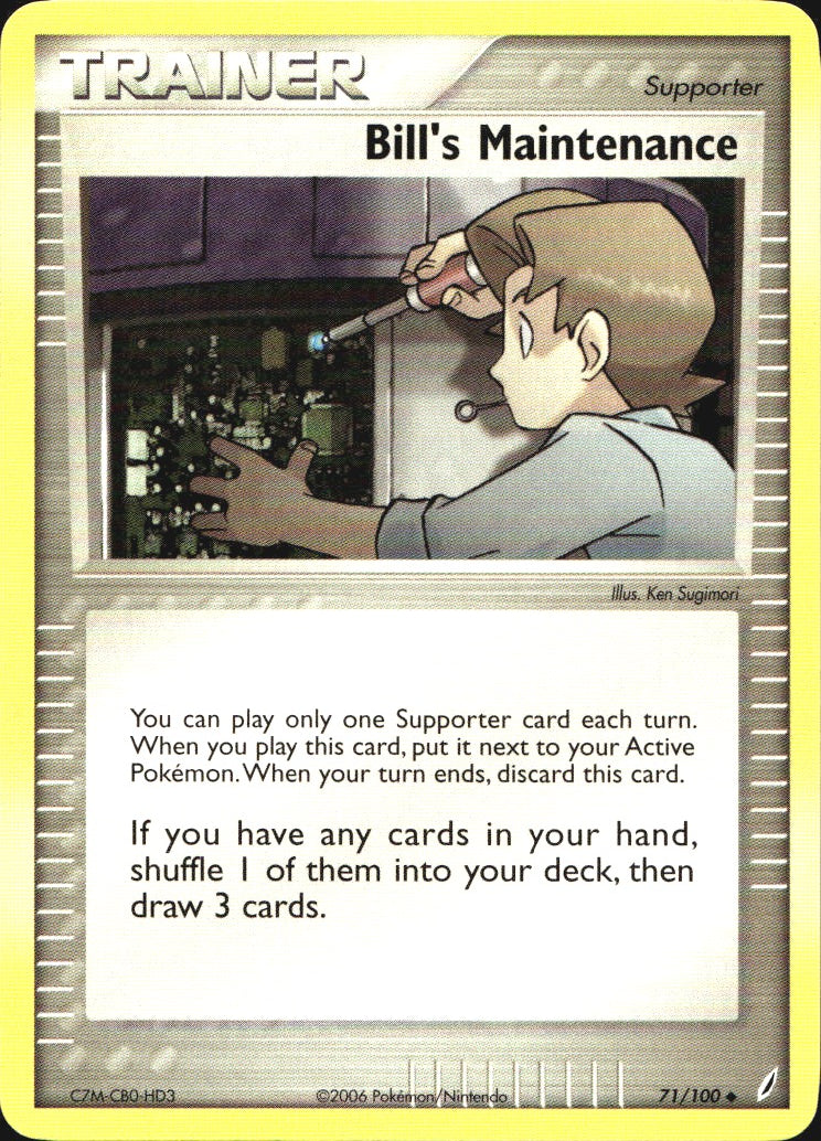 Bill's Maintenance 71/100 Uncommon Crystal Guardians Pokemon Near Mint