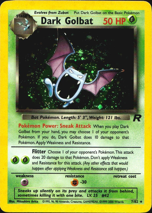 Dark Golbat 7/82 Holo Rare Team Rocket Pokemon Lightly Played
