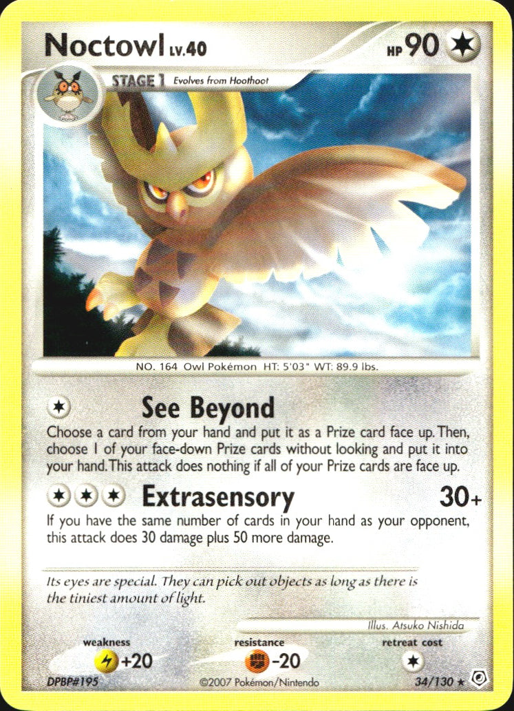 Noctowl 34/130 Rare Diamond & Pearl Pokemon Near Mint