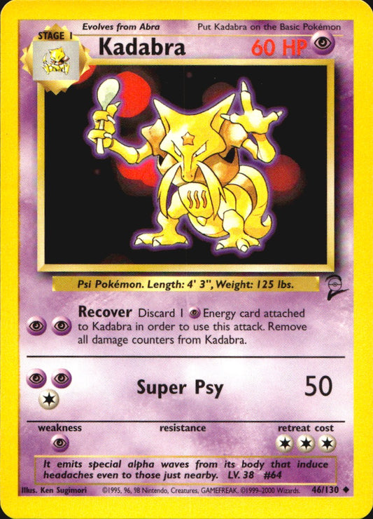 Kadabra 46/130 Uncommon Base Set 2 Pokemon Near Mint
