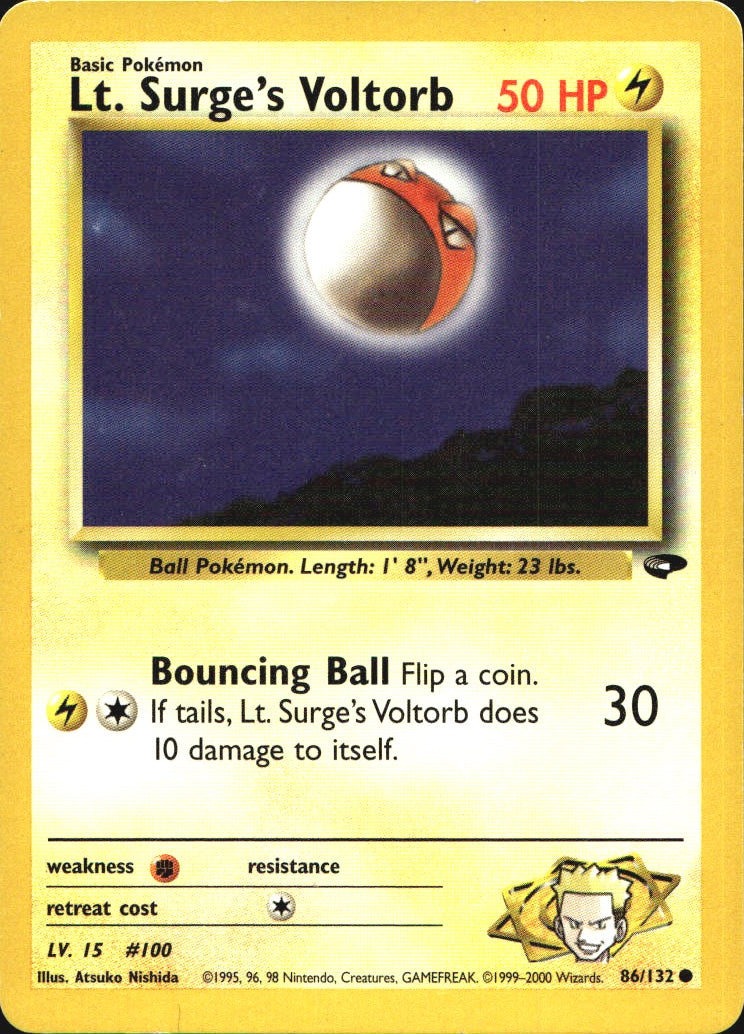 Lt. Surge's Voltorb 86/132 Common Gym Challenge Pokemon Near Mint