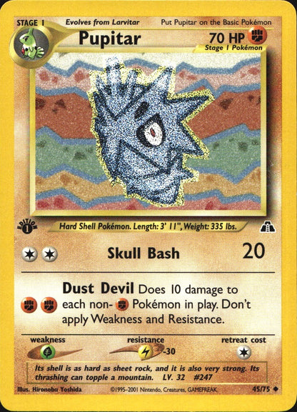 Pupitar 45/75 Uncommon Neo Discovery Pokemon 1st Edition Near Mint