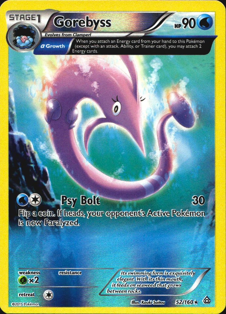 Gorebyss 52/160 Rare Primal Clash Pokemon Reverse Holo Near Mint