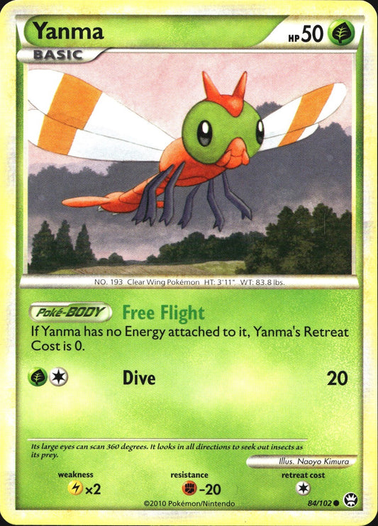 Yanma 84/102 Common HGSS Triumphant Pokemon Near Mint