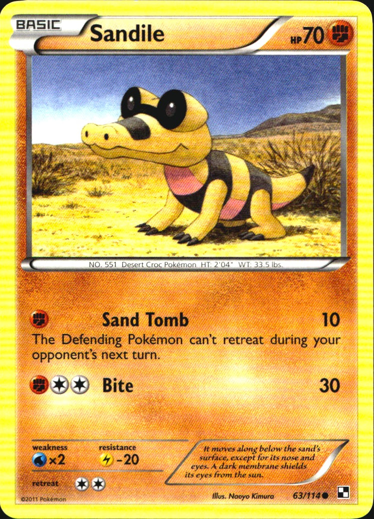 Sandile 63/114 Common Black & White Pokemon Near Mint