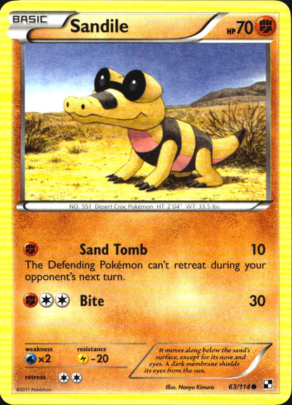 Sandile 63/114 Common Black & White Pokemon Near Mint