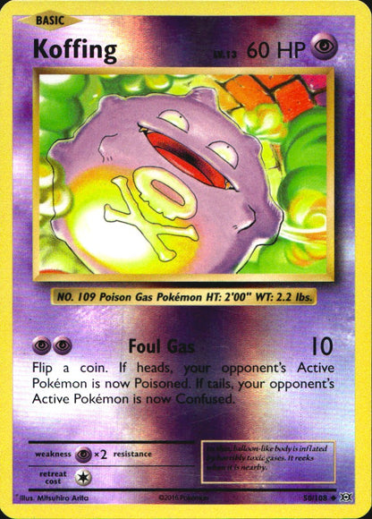 Koffing 50/108 Uncommon Evolutions Pokemon Reverse Holo Near Mint