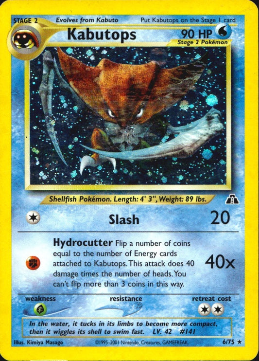 Kabutops 6/75 Holo Rare Neo Discovery Pokemon Moderately Played