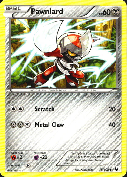 Pawniard 78/108 Common Dark Explorers Pokemon Near Mint