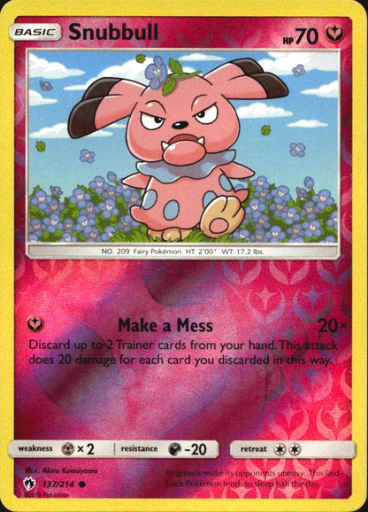 Snubbull 137/214 Common Lost Thunder Pokemon Reverse Holo Near Mint