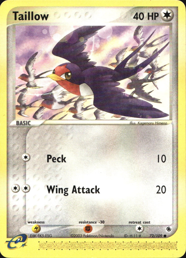 Taillow 72/109 Common Ruby & Sapphire Pokemon Near Mint