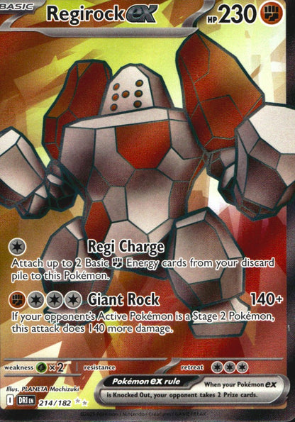 Regirock ex 214/182 Ultra Rare Destined Rivals Pokemon Near Mint