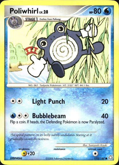 Poliwhirl 115/146 Common Legends Awakened Pokemon Near Mint