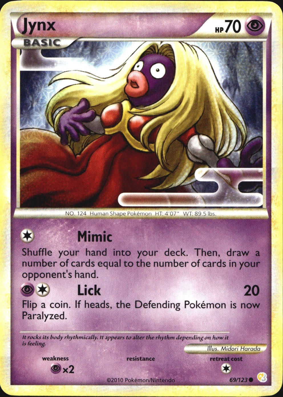 Jynx 69/123 Common HeartGold & SoulSilver Pokemon Near Mint