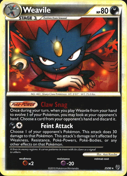 Weavile 25/90 Rare HGSS Undaunted Pokemon Near Mint