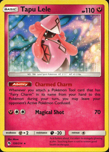 Tapu Lele 150/214 Holo Rare Lost Thunder Pokemon Near Mint