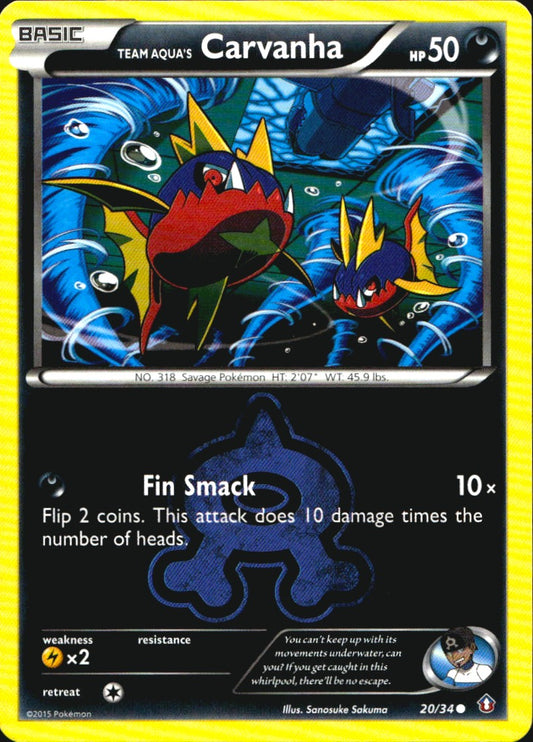 Team Aqua's Carvanha 20/34 Common Double Crisis Pokemon Near Mint