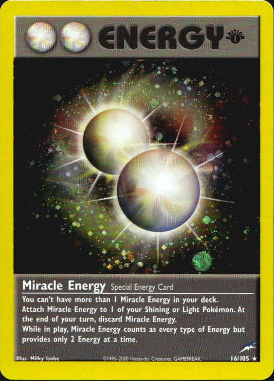Miracle Energy 16/105 Holo Rare Neo Destiny Pokemon 1st Edition Near Mint