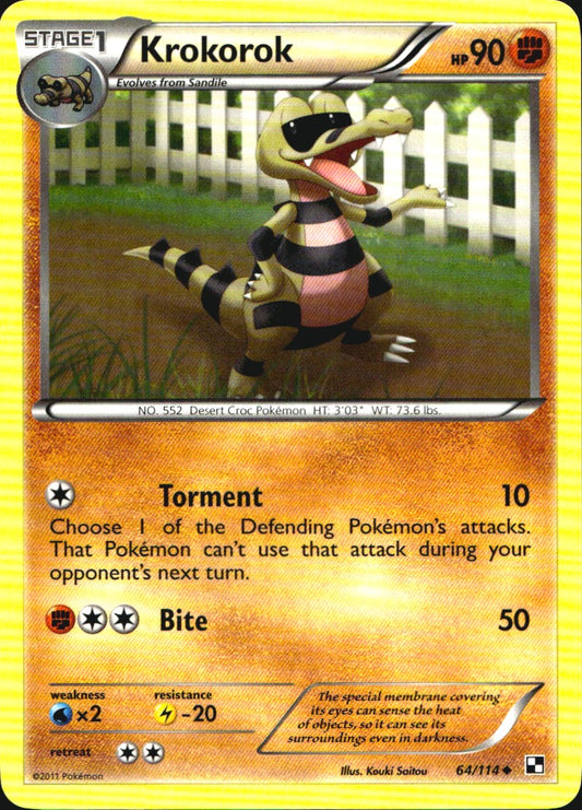 Krokorok 64/114 Uncommon Black & White Pokemon Near Mint