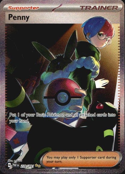 Penny 239/091 Special Illustration Rare Paldean Fates Pokemon Near Mint
