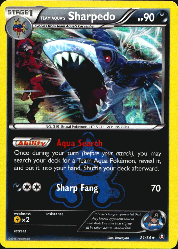 Team Aqua's Sharpedo 21/34 Holo Rare Double Crisis Pokemon Near Mint