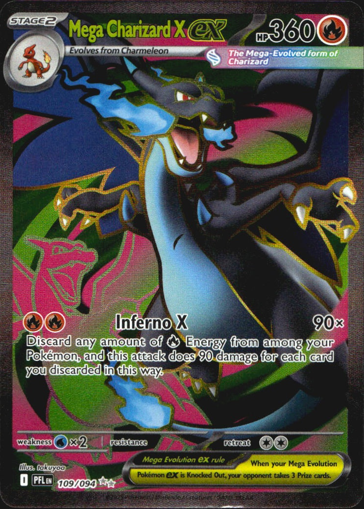 Mega Charizard X ex 109/094 Ultra Rare Phantasmal Flames Pokemon Near Mint