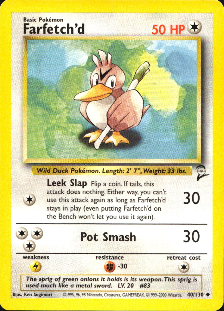 Farfetch'd 40/130 Uncommon Base Set 2 Pokemon Near Mint