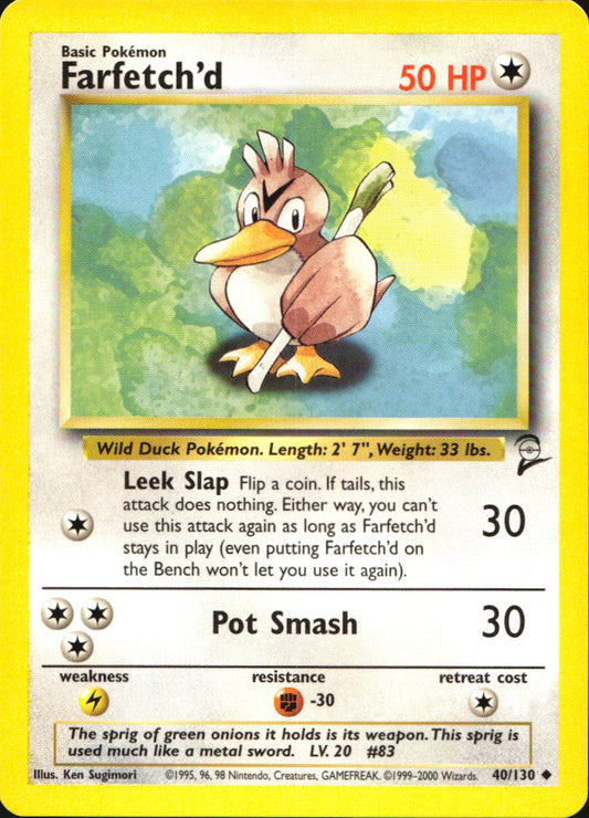 Farfetch'd 40/130 Uncommon Base Set 2 Pokemon Near Mint
