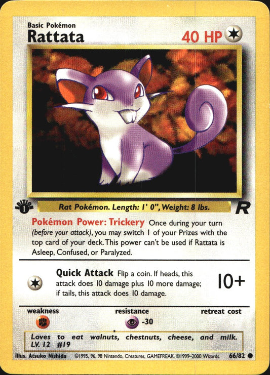 Rattata 66/82 Common Team Rocket Pokemon 1st Edition Near Mint
