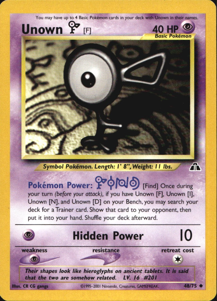 Unown [F] 48/75 Uncommon Neo Discovery Pokemon Near Mint