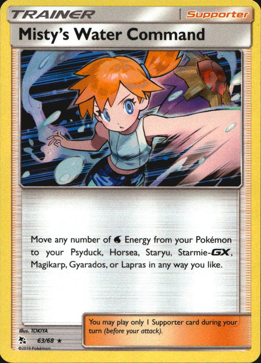 Misty's Water Command 63/68 Holo Rare Hidden Fates Pokemon Near Mint