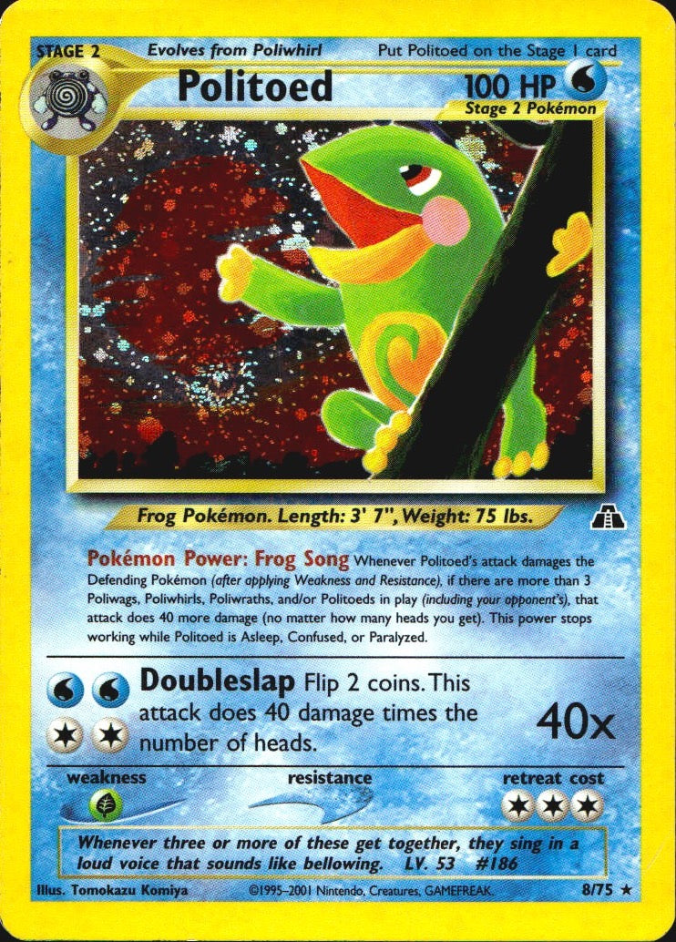 Politoed 8/75 Holo Rare Neo Discovery Pokemon Lightly Played