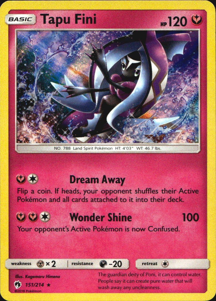 Tapu Fini 151/214 Holo Rare Lost Thunder Pokemon Near Mint