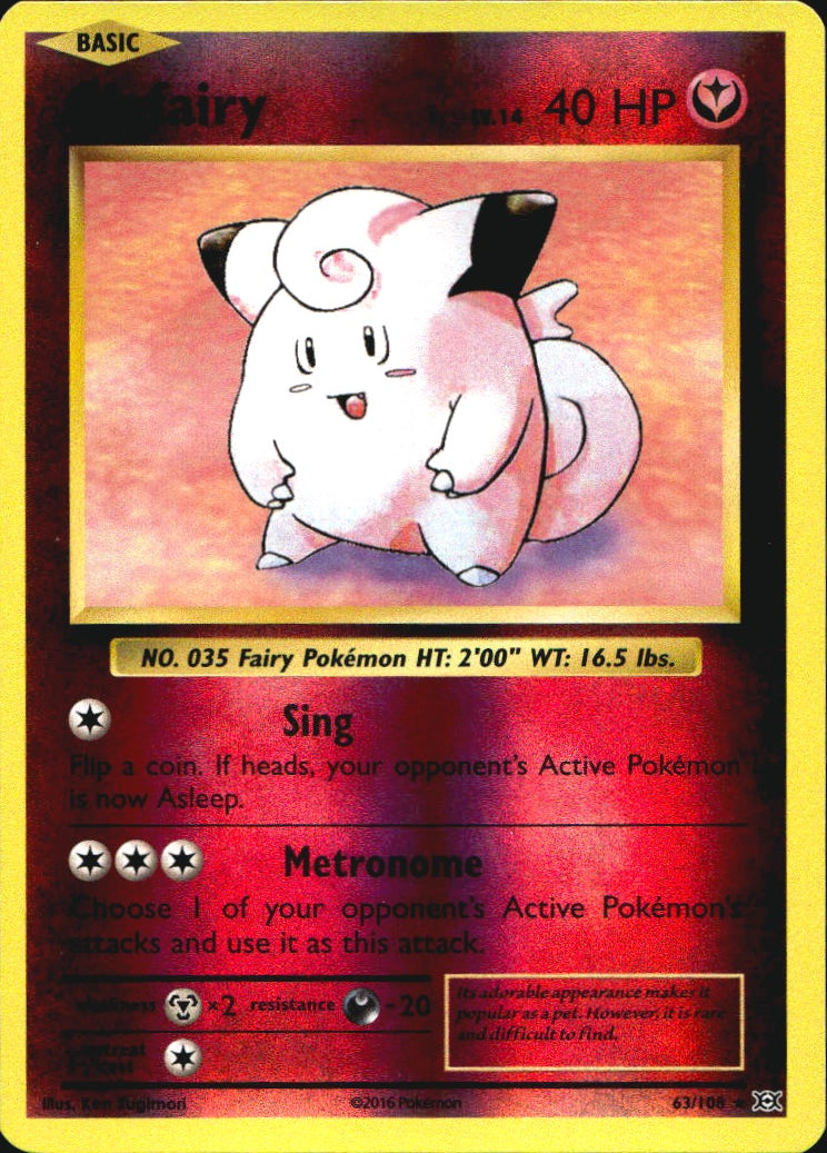 Clefairy 63/108 Holo Rare Evolutions Pokemon Reverse Holo Near Mint
