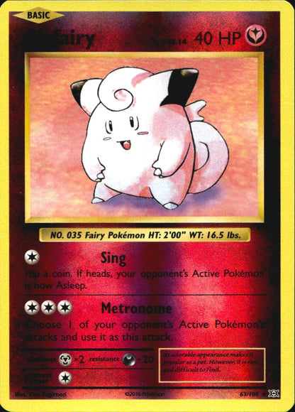 Clefairy 63/108 Holo Rare Evolutions Pokemon Reverse Holo Near Mint